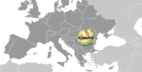 Romania on the map of Europe